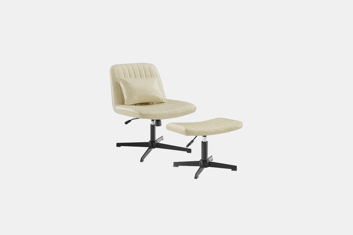 Art Leon Desk Chair with Foot Rest (Cross‑Leg Friendly)