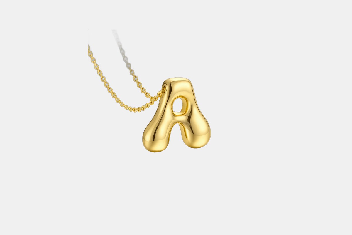Bubble Letter Initial Necklace