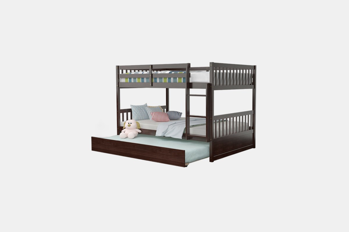 Costway Full Over Full Bunk Bed with Trundle