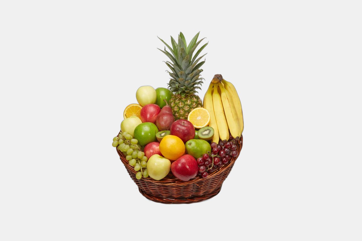 Fresh Fruits and Flowers Gift Basket