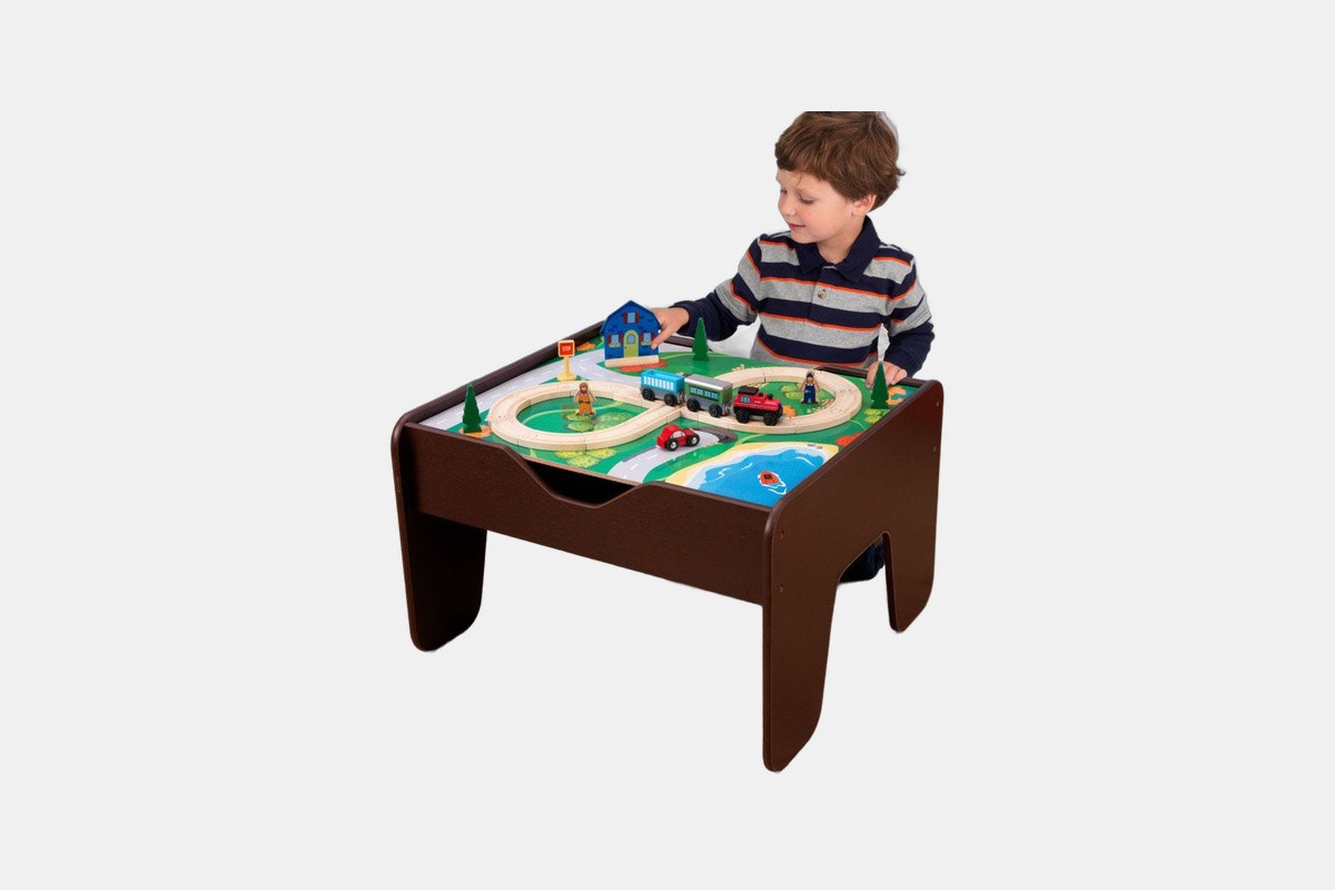 KidKraft 2-in-1 Espresso Train & LEGO Activity Table