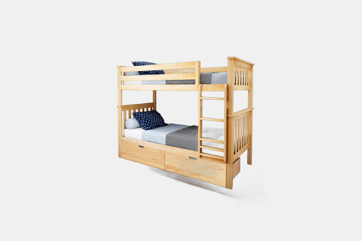 Max and Lily Twin Over Twin Bunk Bed With Storage Drawers
