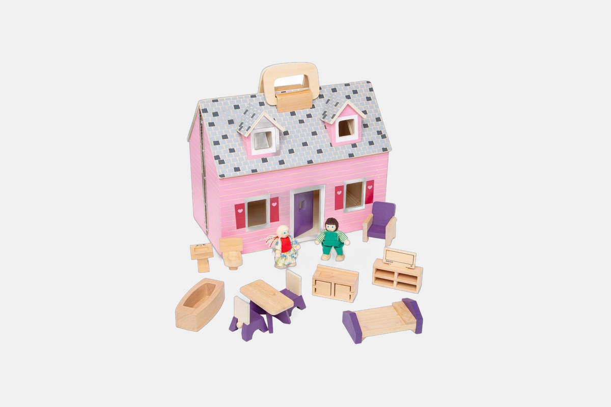 Melissa & Doug Fold-and-Go Wooden Dollhouse