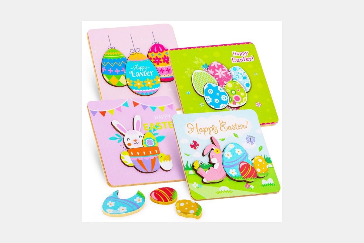 Wooden Easter Puzzles Four-Pack