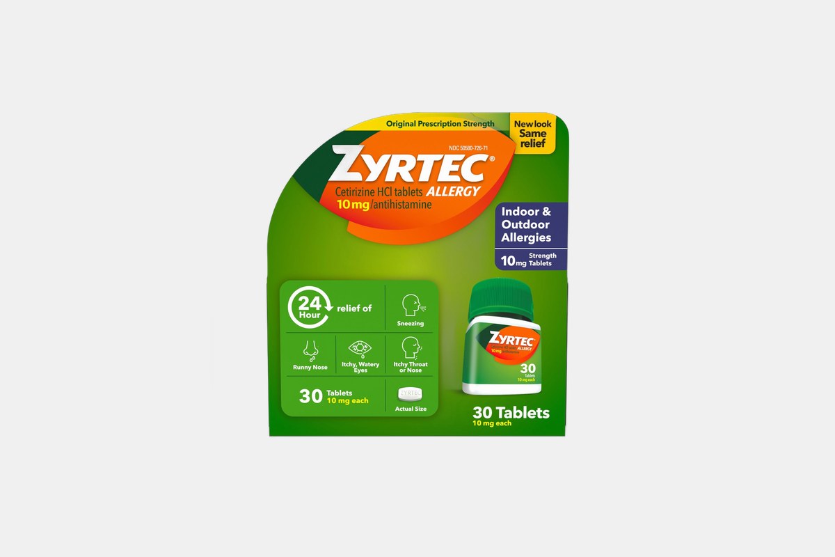 Zyrtec 24-Hour Allergy Relief Tablets (Cetirizine HCl)